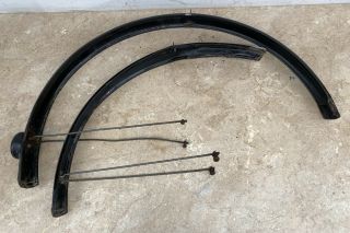 Vintage Black 26” Wheel Steel Bicycle Mudguards Bsa Humber Rudge Hercules 3806