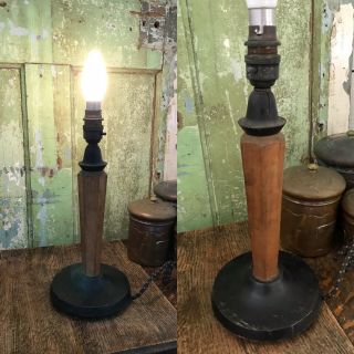 Very Old 1930s Art Deco Vintage Wooden Table Lamp