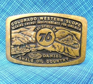 Vintage Colorado Western Slope Belt Buckle - Shale Oil - Anacortes - Usa.  Pcb262