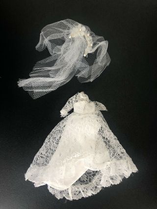 Vintage Topper Dawn Doll Wedding Dress And Veil