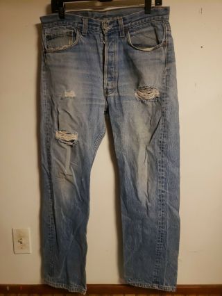 Vintage Levis 501 Button Fly Denim Jeans Shrink To Fit 32 " W 29 " L Tag 34 " W32 " L