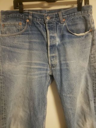 vintage levis 501 button fly denim jeans shrink to fit 35 
