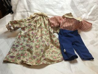 Vintage 1960s Knickerbocker Toy Co.  Raggedy Ann & Andy 15 " Doll Clothes Set