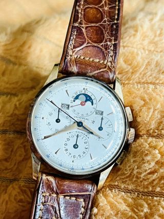 Universal Geneve Tri Compax Moonphase Vintage Chronograph 1950 Wrist Watch