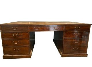 Large Antique George Iii Style English Partners Desk By William Tillman