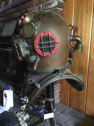 Authentic US Navy Diving Helmet Mark V - Model 1 1945 plus Dive Boots 2