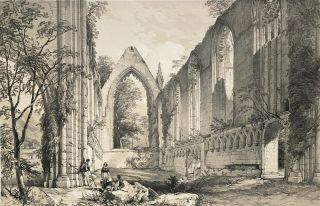 Richardson Lithograph Antique Print Of West Front St Mary’s Abbey York