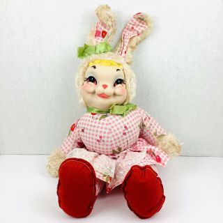 Rare Vintage Rushton Star Creation Rubber Face Bunny Rabbit Plush Toy Doll
