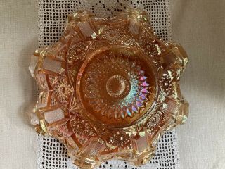 Antique Carnival Glass Bowl,  Star And File