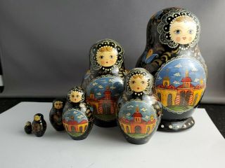 Vintage Hand Painted Wooden Russian Nesting Doll