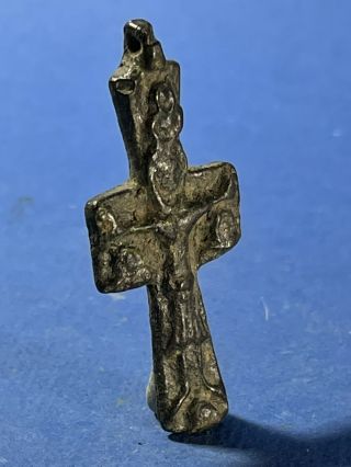 Detailed Ancient Byzantine Bronze Encolpion Cross Pendant - Circa 500 - 1000 AD 2