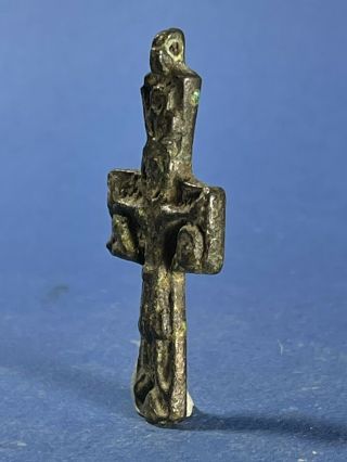 Detailed Ancient Byzantine Bronze Encolpion Cross Pendant - Circa 500 - 1000 AD 3