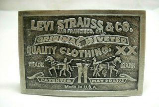 Vintage 1976 Levi Strauss & Co.  Quality Clothing Belt Buckle Nos