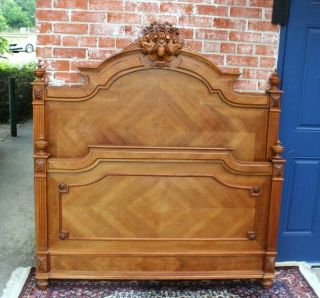 French Antique Carved Walnut Henry Ii Full Size Bed | Bedroom Furniture