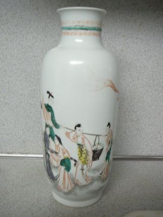 Very fine Chinese porcelain wucai famille verte vase Kangxi mark age unknown? 5