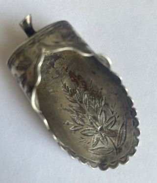Antique 1882 Victorian Birmingham Hallmarked Solid Silver 925 Tea Caddy Spoon