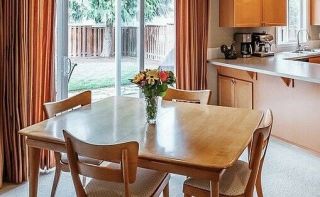 Mid - Century Modern Heywood Wakefield Extension Dining Table,  6 Biscuit Chairs