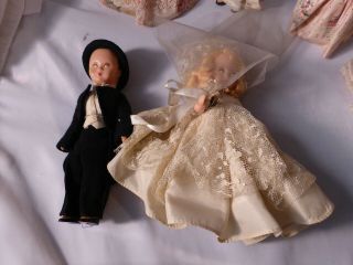 Six (6) Nancy Ann Storybook Dolls Wedding Party - Bride/Groom/Bridesmaids 2