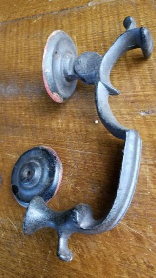 Antique Cast Iron Door Knocker Scroll Design Could Be Pull Handle Metal Old Vtg