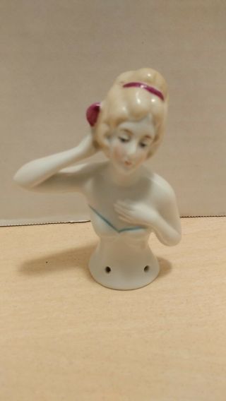 Antique Porcelain Pin Cushion Half Doll - Germany 6348 - 3 1/2 "