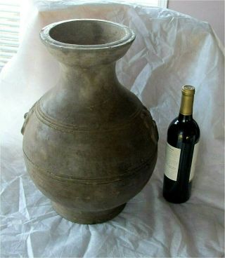 Antique Chinese Han Dynasty Hu Vase Tomb Jar Ash Glazed Burial 200 Bce