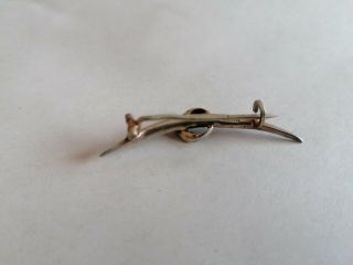 Antique Sterling Silver Clear Stone Crescent Moon Brooch 3