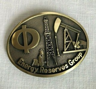 1981 Energy Reserves Group Solid Brass Belt Buckle Oil Drilling Octanner Vintage 2