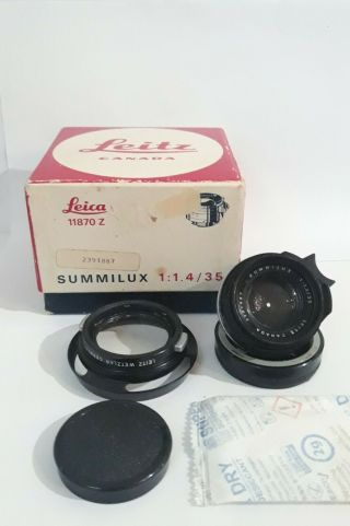 Rare Leica Summilux - M 35mm f/1.  4 pre - asph Leitz lens Year 1970 No.  2391887 3