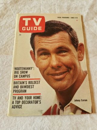 June 8 1963 Tv Guide Tonight Show Johnny Carson No Label