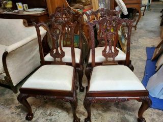 4 Maitland Smith Mahogany Chippendale Dining Chairs – Chairs