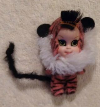 Vintage Liddle Kiddles Tiny Tiger Animiddle 2 " Doll/ Pin Mattel 1969