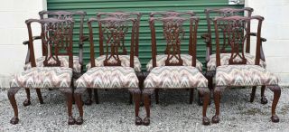 Baker Set Of 8 Chippendale Style Mahogany Dining Chairs Ball And Claw Feet