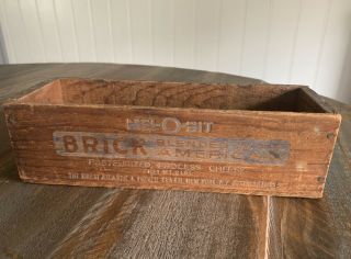 Old Antique Vintage Wood Wooden Mel - O - Bit Cheese Box 2 Lbs Brick