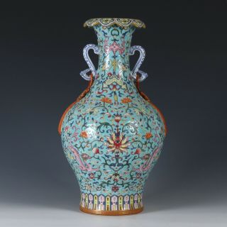 Antique Chinese Enamel Porcelain Vase With Flowers