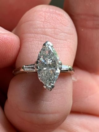 Antique Vintage Estate Mid Century 14k Gold Diamond 1.  77 Ct Wedding Ring Sz 6.  5