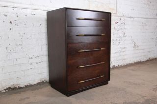 Robsjohn - Gibbings For Widdicomb Walnut Tall Chest Of Drawers,  Newly Refinished