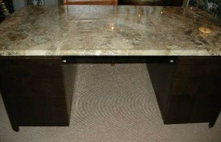 Exceptional Mid Century Modern Dunbar Executive Desk Marble Top Finish