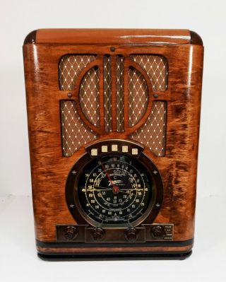 Old Antique Wood Zenith Vintage Tube Radio Restored Black Dial Tombstone