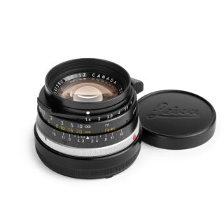 Leica Summilux - M 35mm F/1.  4 Infinity Lock Black Paint Button Leitz Lens,  Hood