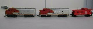 Vintage Tyco Mantua 4015 Santa Fe Locomotive & Dummy Locomotive And 7240 Caboose