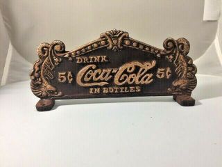 Coca - Cola Fountain Service Cash Register Sign Drink Coke In Bottles 5 Cents