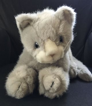 Vintage Geoffrey Inc.  Toys R Us Plush Stuffed Animal Gray Grey Kitty Cat L10