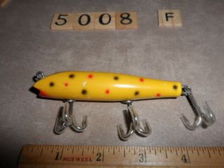 T5008 F Creek Chub Darter Fishing Lure Wooden Yellow W Spots Color