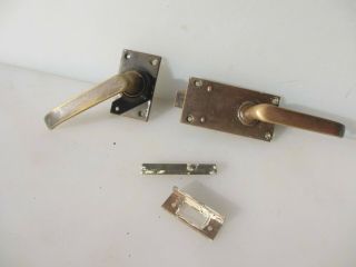 Antique Brass Lever Door Handle Pull Lock Latch Old Train Old Keep