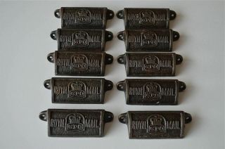 10 Vintage Cast Iron Royal Mail Gpo Drawer Pull Handles Chest Post Office Gpo