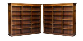 Huge Solid Oak English Circa 1880 Double Sided Library Study Bookcases