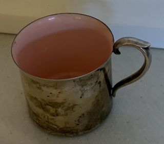 Vtg Reed And Barton Silver Plated Pink Enamel Baby Girl Cup Mug Gift