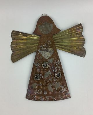 Unique Vintage Metal Angel Wall Hanging 10” Tall