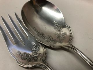 Wm.  Rogers & Sons Aa Oak Leaf Design Silver Plate Serving Fork And Spoon (791)