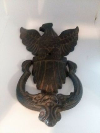 Vintage Cast Iron Black Eagle Door Knocker Stamped 781 Shape No Cracks